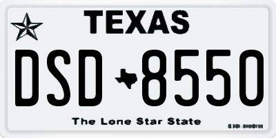TX license plate DSD8550