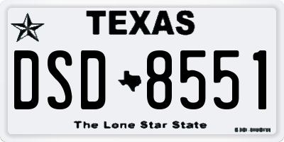 TX license plate DSD8551
