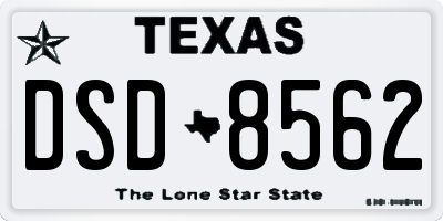TX license plate DSD8562