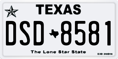TX license plate DSD8581