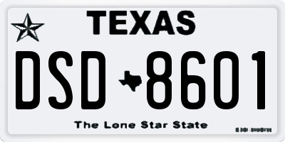 TX license plate DSD8601