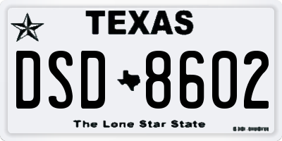 TX license plate DSD8602