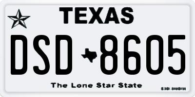 TX license plate DSD8605