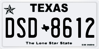 TX license plate DSD8612