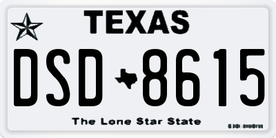 TX license plate DSD8615