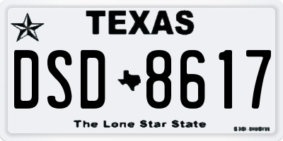 TX license plate DSD8617
