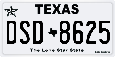 TX license plate DSD8625
