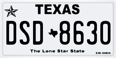TX license plate DSD8630
