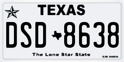 TX license plate DSD8638