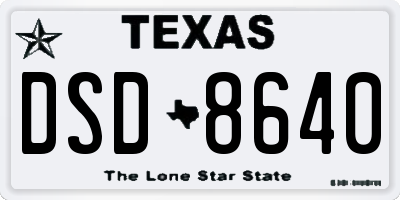 TX license plate DSD8640