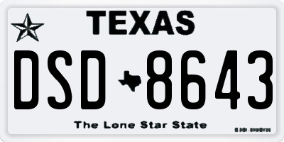 TX license plate DSD8643