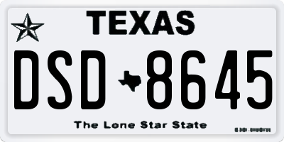 TX license plate DSD8645