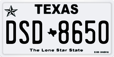 TX license plate DSD8650
