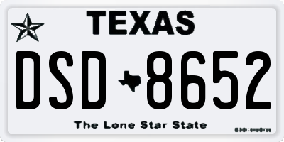 TX license plate DSD8652