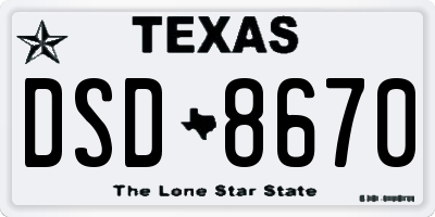 TX license plate DSD8670
