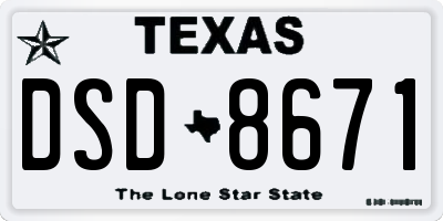TX license plate DSD8671