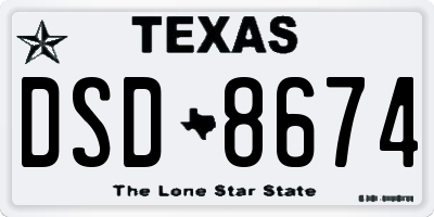 TX license plate DSD8674
