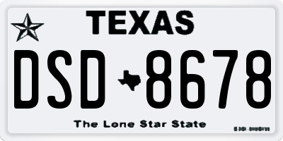 TX license plate DSD8678