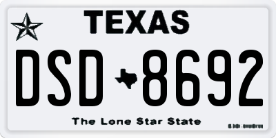 TX license plate DSD8692