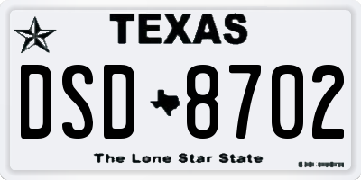 TX license plate DSD8702
