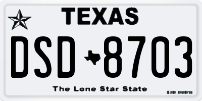 TX license plate DSD8703