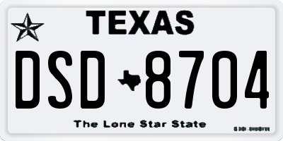 TX license plate DSD8704