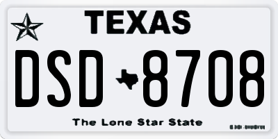 TX license plate DSD8708