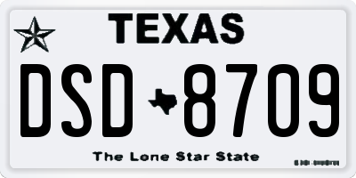 TX license plate DSD8709