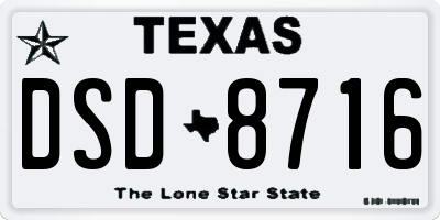 TX license plate DSD8716