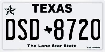 TX license plate DSD8720