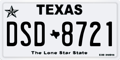 TX license plate DSD8721