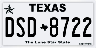 TX license plate DSD8722