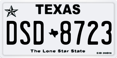 TX license plate DSD8723