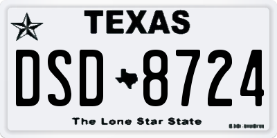 TX license plate DSD8724