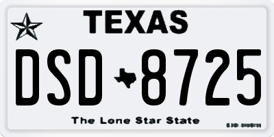 TX license plate DSD8725