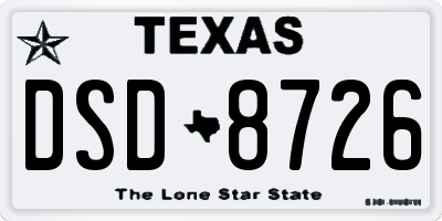 TX license plate DSD8726