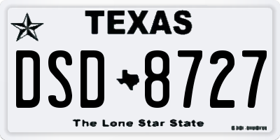 TX license plate DSD8727
