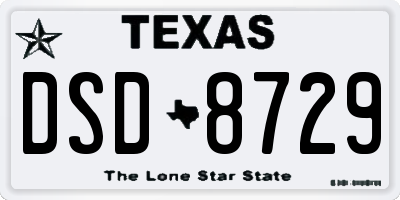 TX license plate DSD8729
