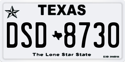 TX license plate DSD8730