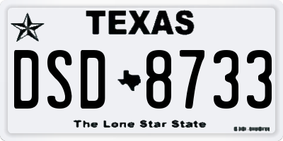 TX license plate DSD8733