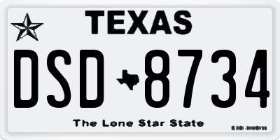 TX license plate DSD8734