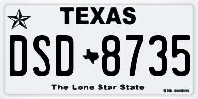 TX license plate DSD8735