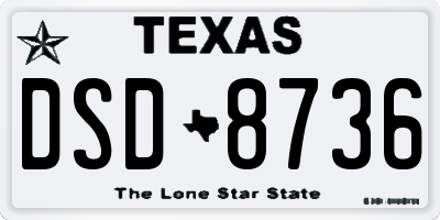 TX license plate DSD8736