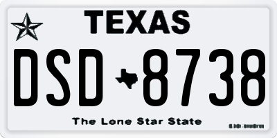 TX license plate DSD8738
