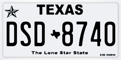 TX license plate DSD8740