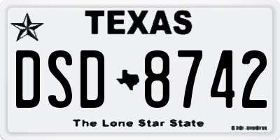 TX license plate DSD8742