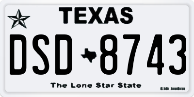 TX license plate DSD8743