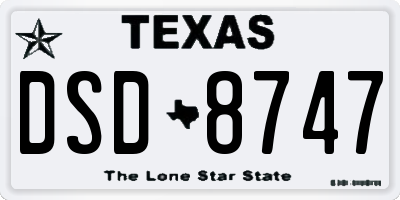 TX license plate DSD8747