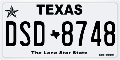 TX license plate DSD8748