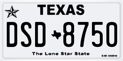 TX license plate DSD8750